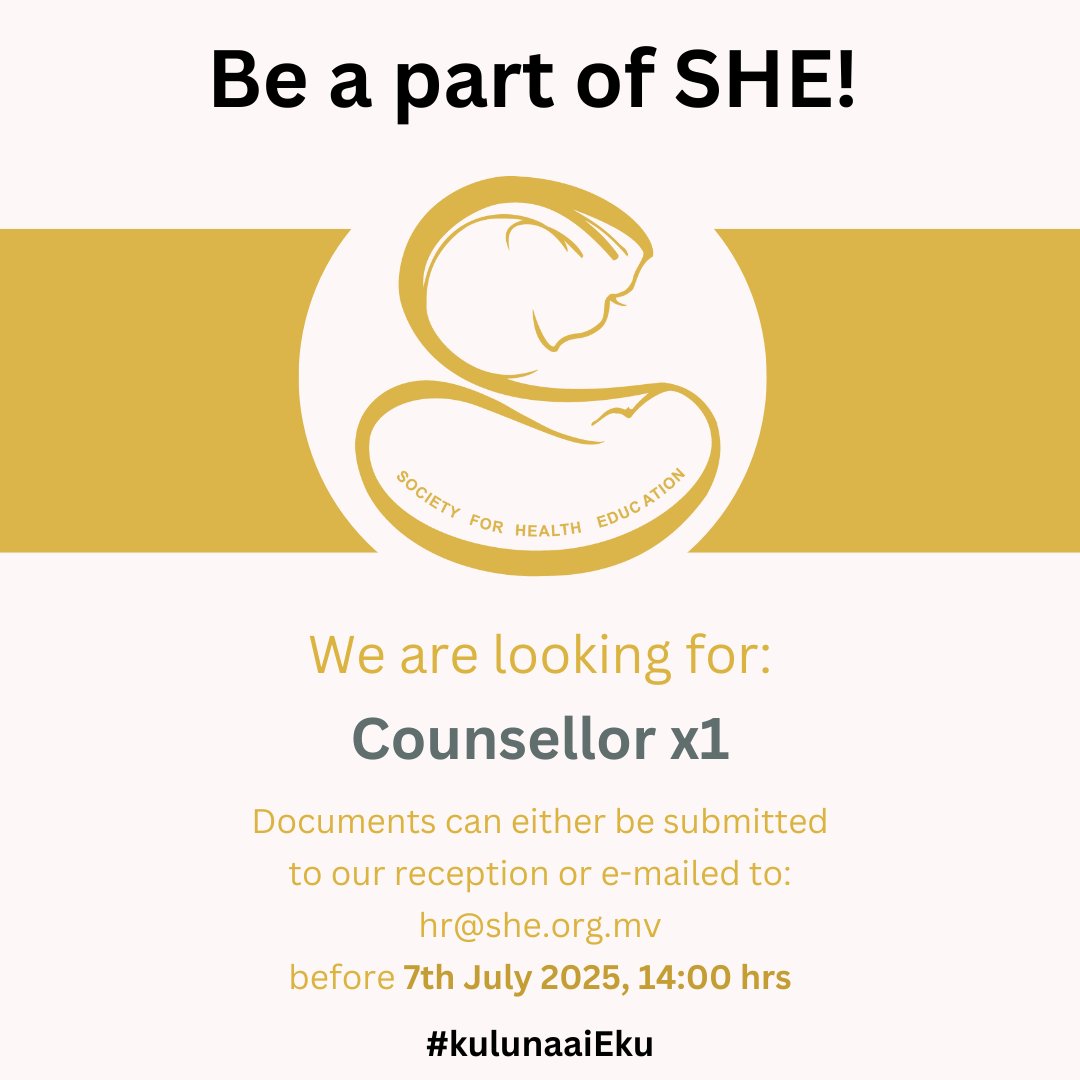 Job opening for: Counsellor

For more information: jobsicle.mv/job/20776