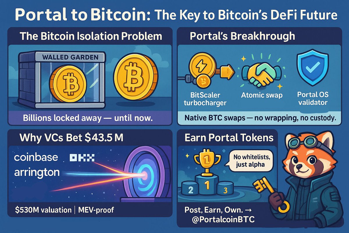 Bitcoin isn’t just digital gold anymore.

<a href="/PortaltoBitcoin/">Portal</a> just gave BTC a passport to move across chains.

Backed by Coinbase &amp; OKX. $43.5M raised. 0.5% token airdrop LIVE. Let's dive in 👇

Not a Bridge. A Whole New Playbook

This isn’t some wrapped-token trick with centralized