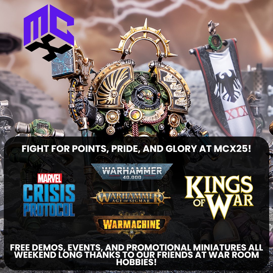 The Tabletop Zone at #MCX25 is where dice roll, paint flows, and surprises await.

Demo games, miniatures, and more, hosted by the pros at @warroomhobbies.

Let’s just say it’s worth stopping by.

eventeny.com/events/ticket/…

#MiniatureGames #MemphisComicExpo #TabletopGaming