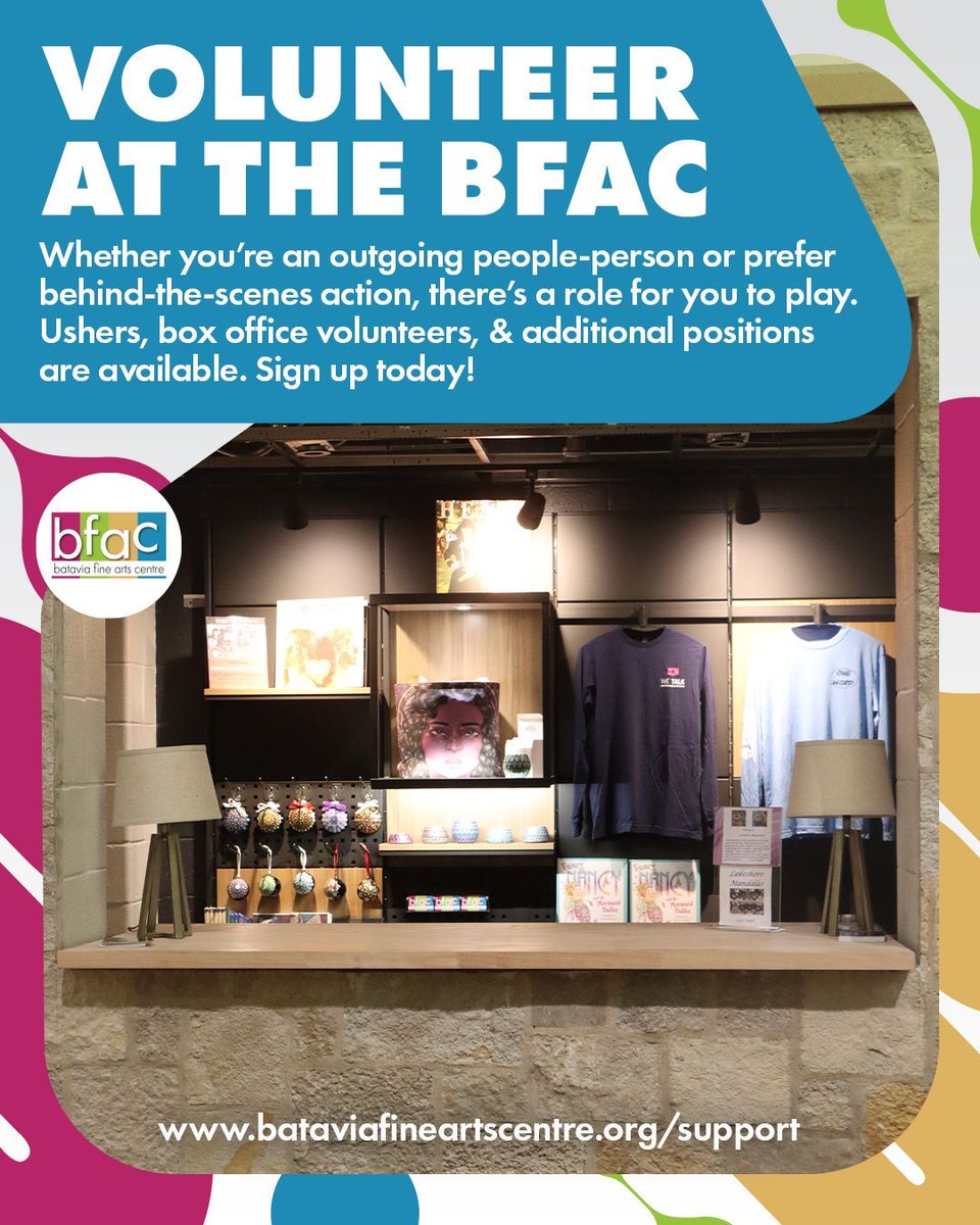 Join the BFAC Team! We’re looking for passionate volunteers to help make the BFAC a welcoming place for all! Whether you’re an outgoing people-person or prefer behind-the-scenes action, there’s a role for you to play. 
Sign up today: buff.ly/iQOa395

#BFACVolunteers