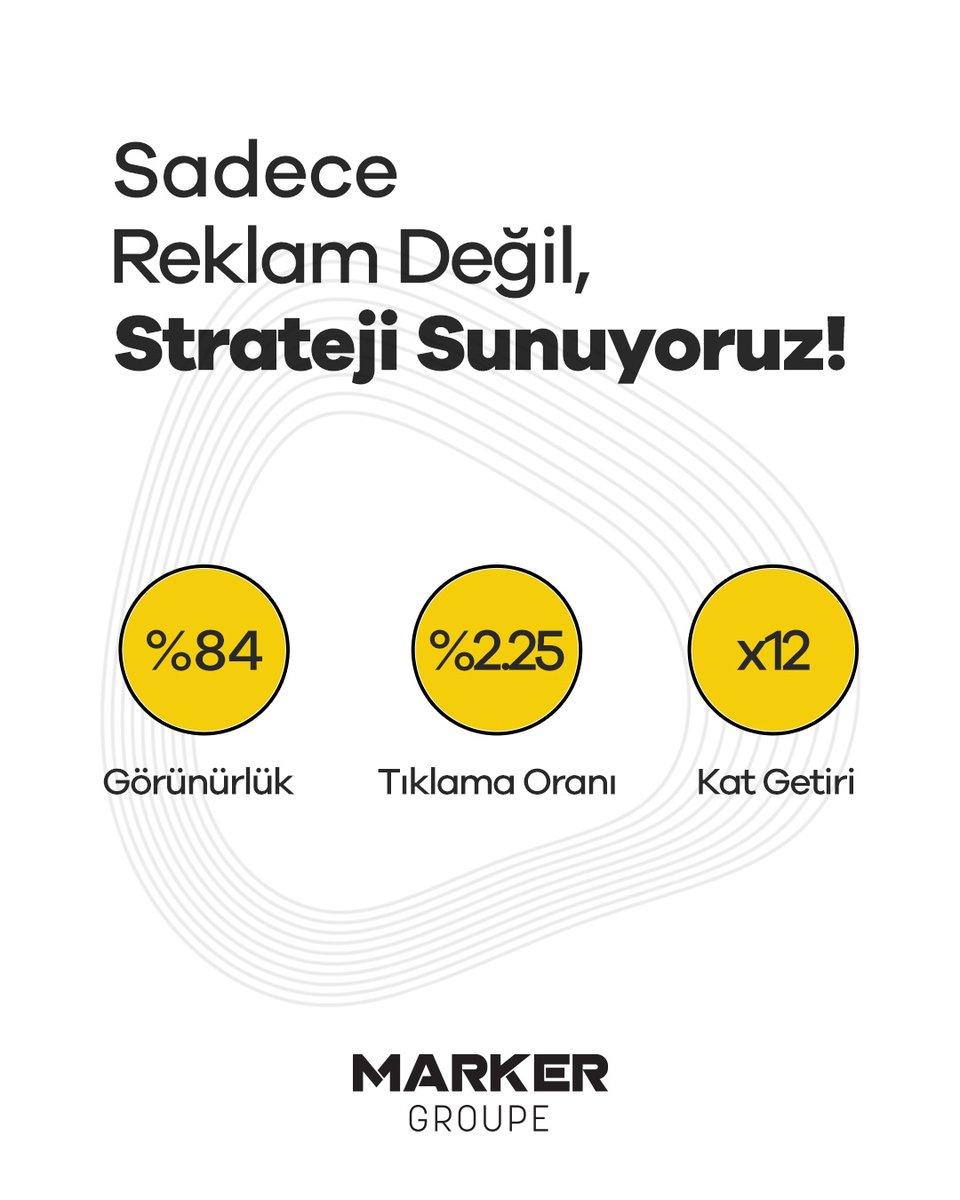 markergroupe's tweet image. Kampanyalarımız stratejik planlama ve optimizasyonla hazırlanır.

🎯 %84 görünürlük
💡 %2.25 tıklama oranı
💰 12X ROAS ile yüksek yatırım getirisi

Veriyle ölçüyor, anlık optimize ediyor, sürdürülebilir büyüme sağlıyoruz.

#markergroupe #roas #dijitalpazarlama