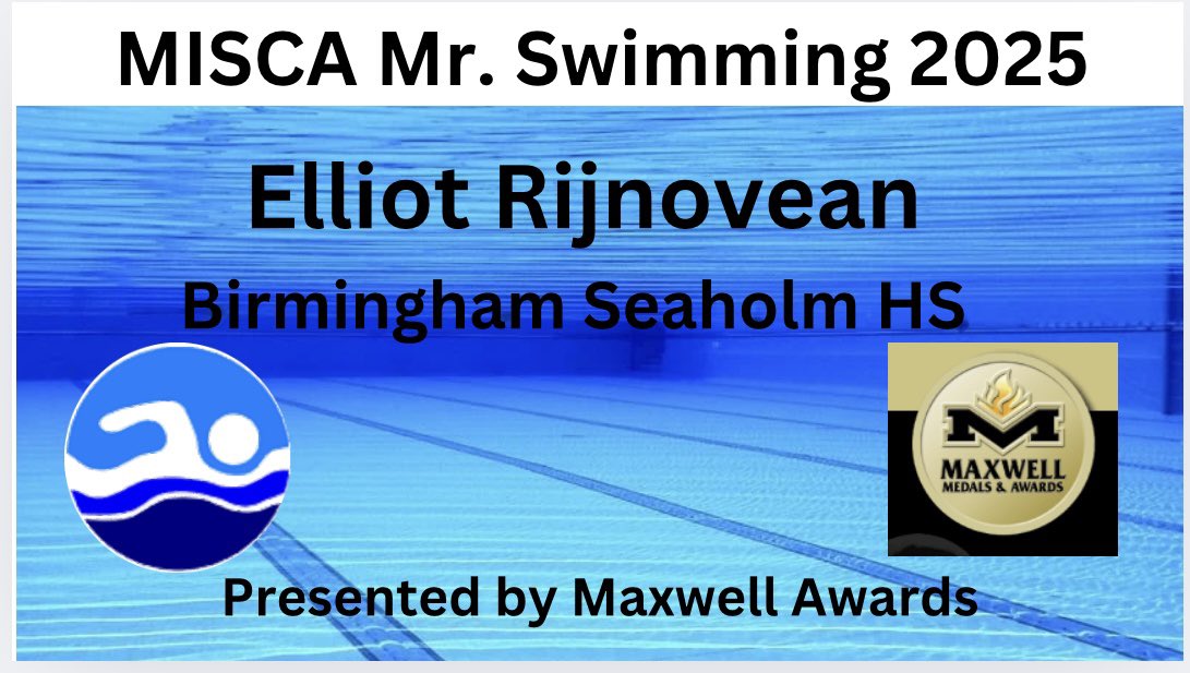 MISCA (@miscaswim) on Twitter photo Congratulations to our
2025 MISCA
Mr. and Ms. Swimmers
Sophia Umstead - Jenison
Elliot Rijnovean - Birmingham Seaholm
Thank you Maxwell for sponsoring this award!
maxmedals.com
<a href="/swimswamnews/">SwimSwam</a> <a href="/detroitnews/">The Detroit News</a> <a href="/freepsports/">Freep Sports</a> Congratulations to our
2025 MISCA
Mr. and Ms. Swimmers
Sophia Umstead - Jenison
Elliot Rijnovean - Birmingham Seaholm
Thank you Maxwell for sponsoring this award!
maxmedals.com
<a href="/swimswamnews/">SwimSwam</a> <a href="/detroitnews/">The Detroit News</a> <a href="/freepsports/">Freep Sports</a>