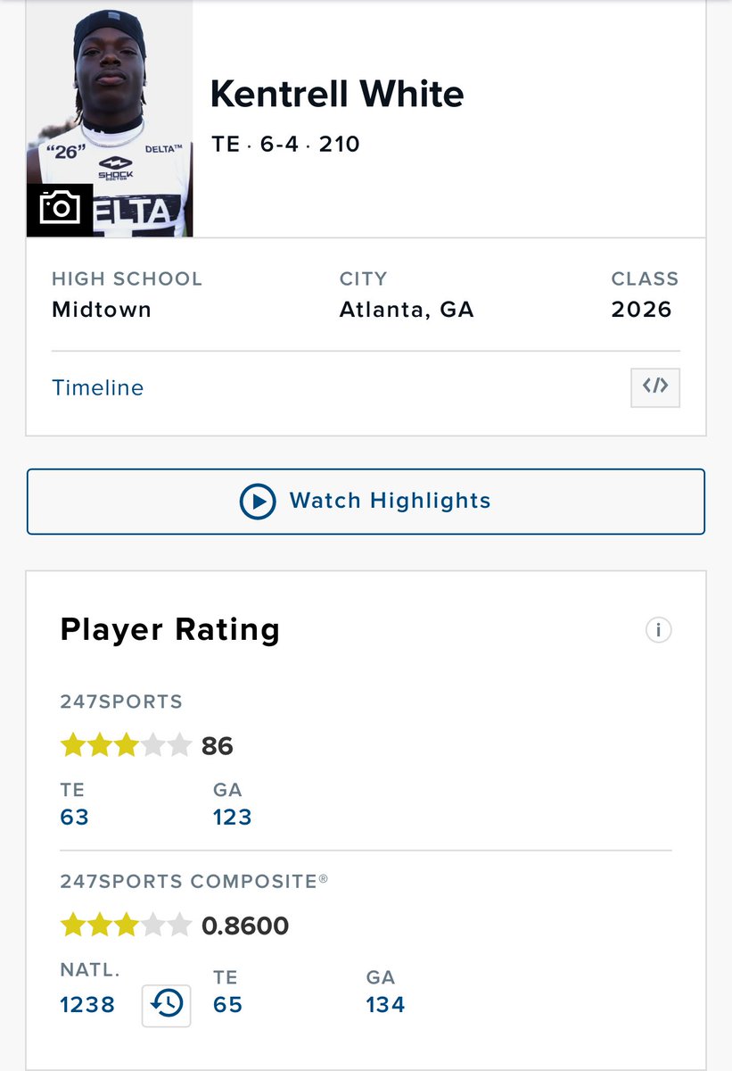 Ken2rell's tweet image. Blessed to be ranked a 3⭐️ on @247Sports @SWiltfong_ @NEGARecruits @PrepRedzoneGA