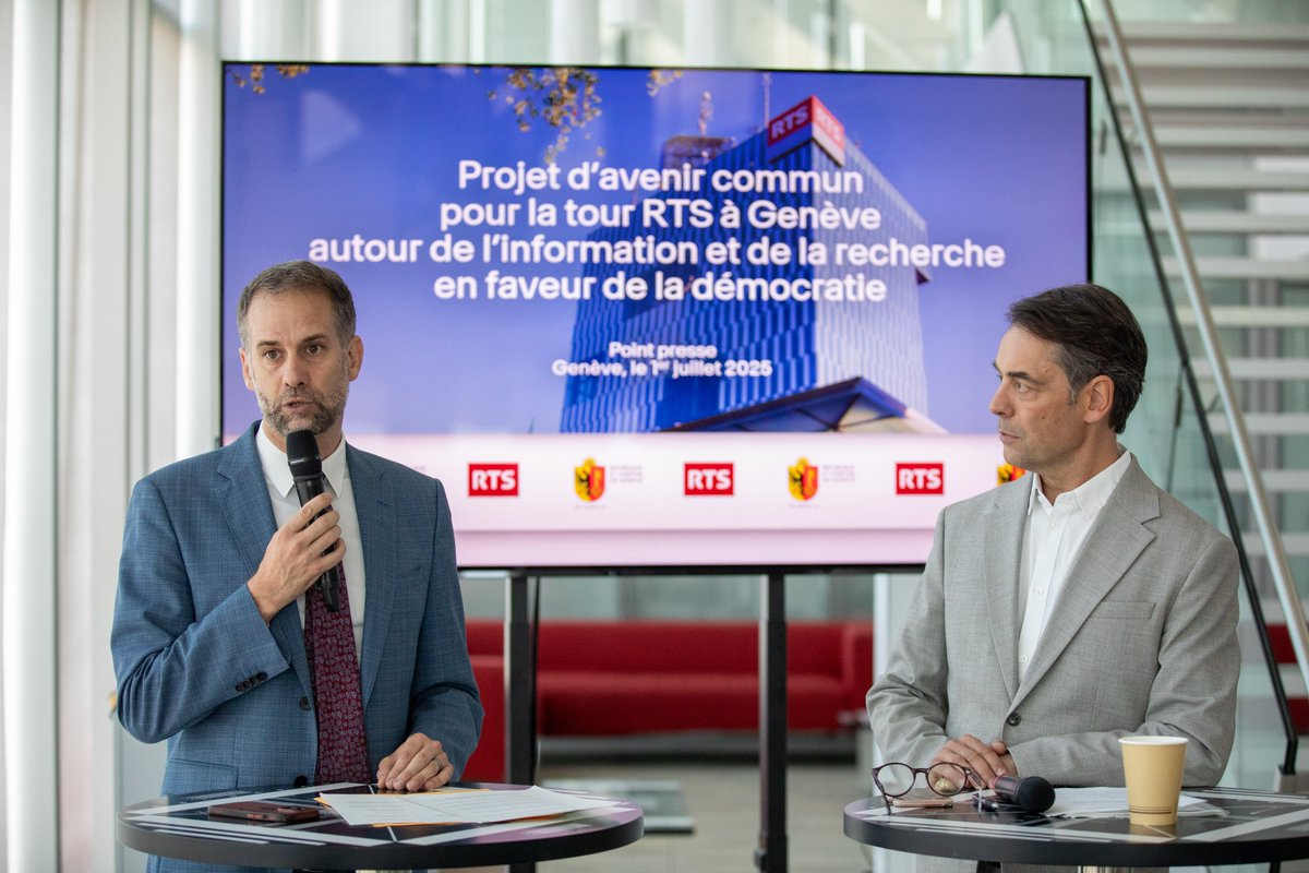 mf_ch's tweet image. Face à la désinformation menaçant la démocratie, la tour RTS accueillera d'autres médias et institutions (à côté de @RadioTeleSuisse), en faveur de la qualité de l'information. Annonce de Pascal Crittin, Antonio Hodgers et Yves Daccord. rts.ch/entreprise/esp…
📷 RTS/Jay Louvion