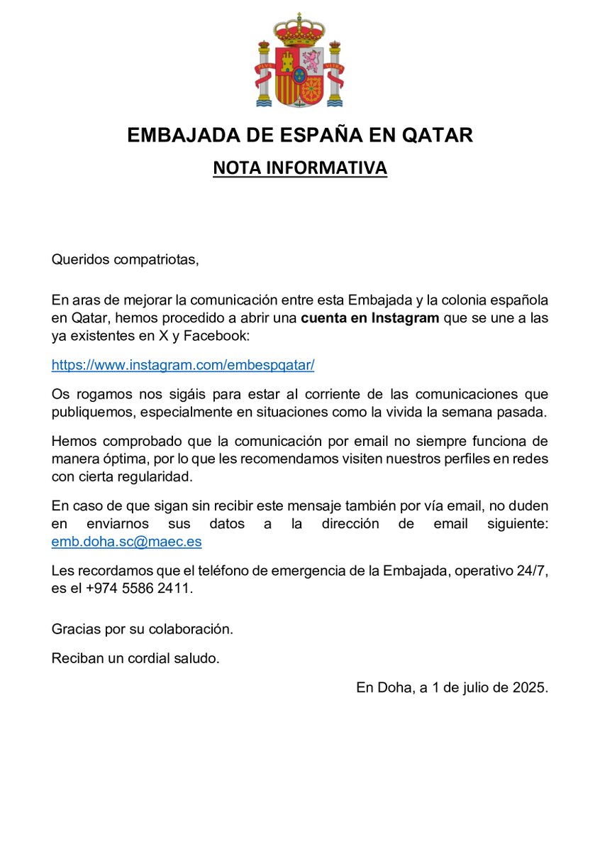 Embajada de España en Qatar (@embespcatar) on Twitter photo 
