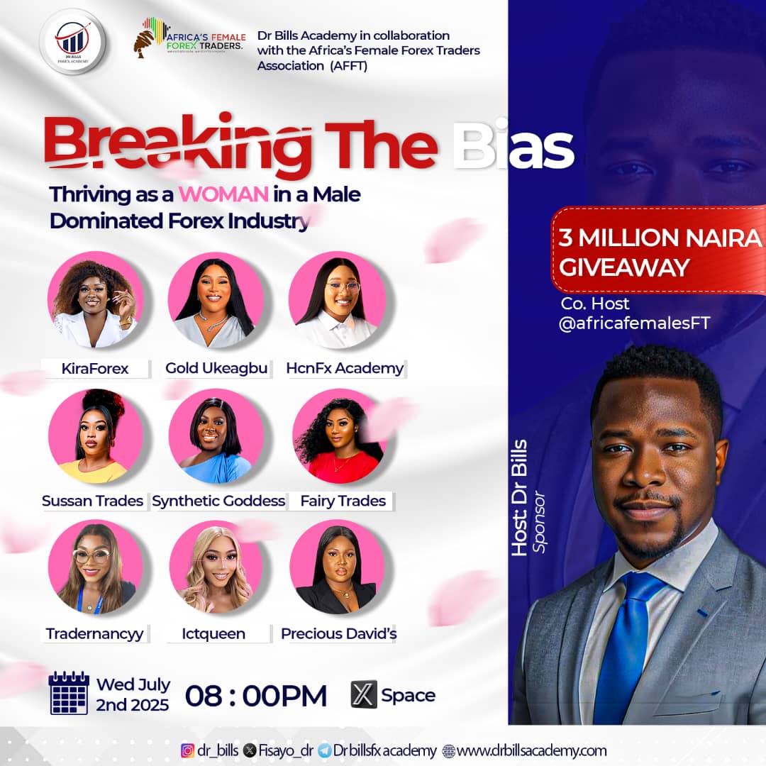 Africasfemaleforextraders (@africafemalesft) on Twitter photo 3 MILLION NAIRA GIVEAWAY! ๐จ
Join us July 2nd @ 8PM for โBREAKUNG THE BIAS a powerful X Space with Africaโs top female forex traders!
To enter:
โ
Follow <a href="/africafemalesFT/">Africasfemaleforextraders</a>
โ
Tag 2 friends
โ
Repost this!
Also follow
IG: africasfemaleforextraders
TikTok: africasfemaleforextrader 3 MILLION NAIRA GIVEAWAY! ๐จ
Join us July 2nd @ 8PM for โBREAKUNG THE BIAS a powerful X Space with Africaโs top female forex traders!
To enter:
โ
Follow <a href="/africafemalesFT/">Africasfemaleforextraders</a>
โ
Tag 2 friends
โ
Repost this!
Also follow
IG: africasfemaleforextraders
TikTok: africasfemaleforextrader