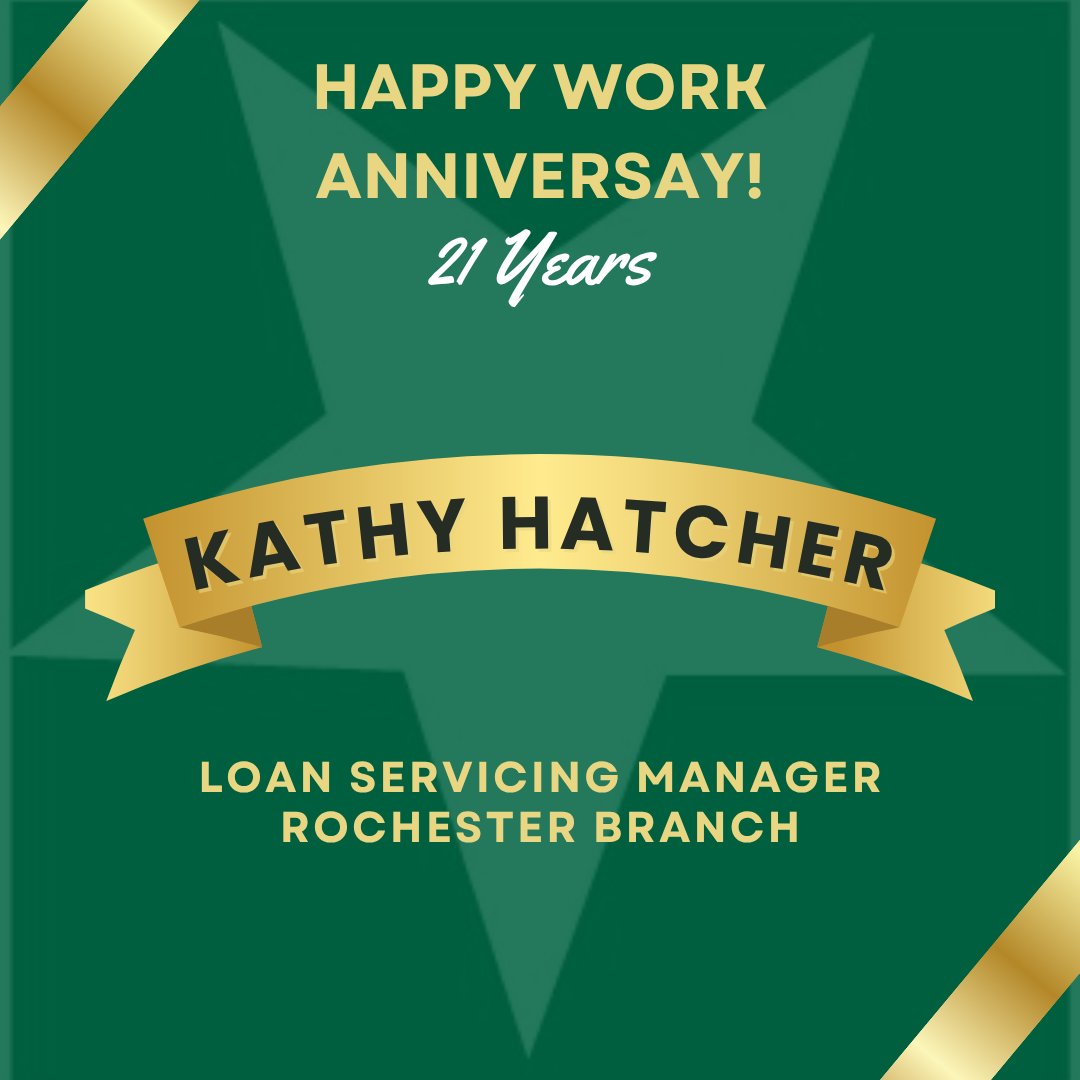 21 years as a valued member of the First Federal family!
Congratulations on your Work Anniversary, Kathy!