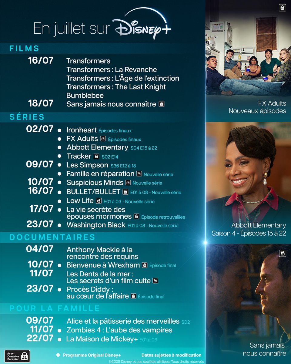 DisneyPlusFR's tweet image. Chaud devant, le calendrier de juillet est là ! ☀️