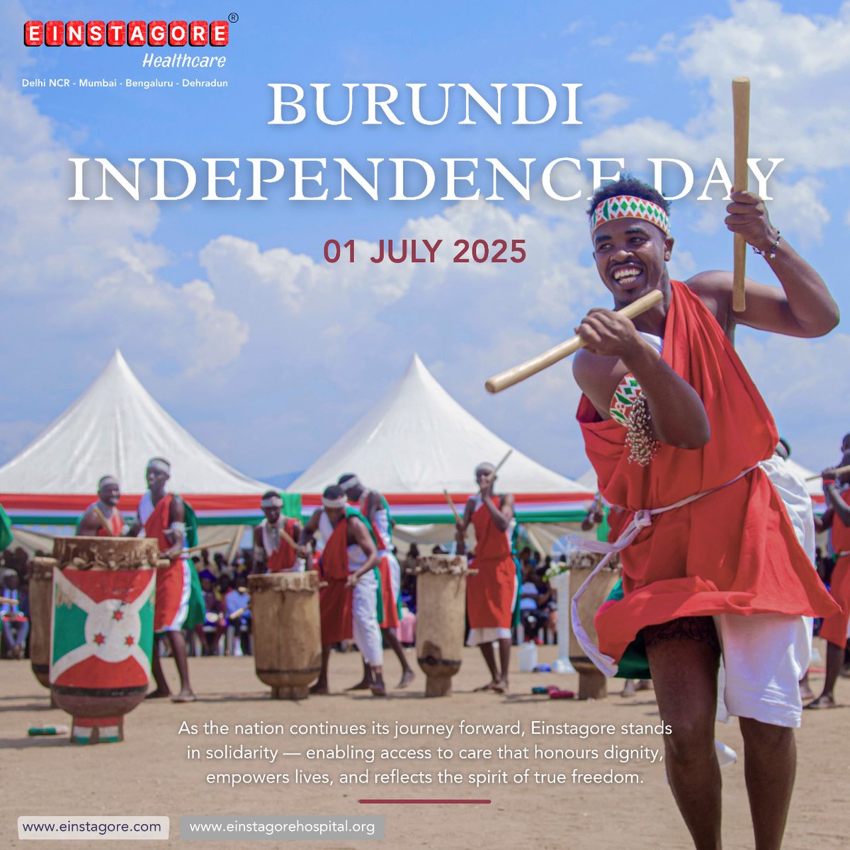 Happy Independence Day, Burundi!

Here’s to a healthier, stronger Burundi. Together, we heal. Together, we rise.

#BurundiIndependenceDay #BurundiHealth #HealthcareForBurundi #IndiaToBurundi #LiverCare #CancerTreatment #Heartcare #ChooseIndiaChooseEinstagore #CountOnEinstagore