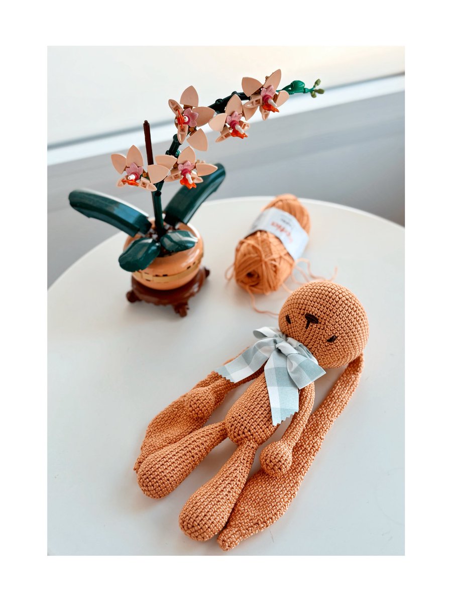Un Orejotas esperando a que decidan su nombre 🐰🧡 #tricotadosconamor #orejotas #conejitosdeganchillopersonalizados 🪴 Hilo #katiacapri 82181 🐰🧡 Gracias por no copiar mi trabajo, estaré muy feliz de hacer un Orejotas para ti, puedes ir escogiendo color 🪴