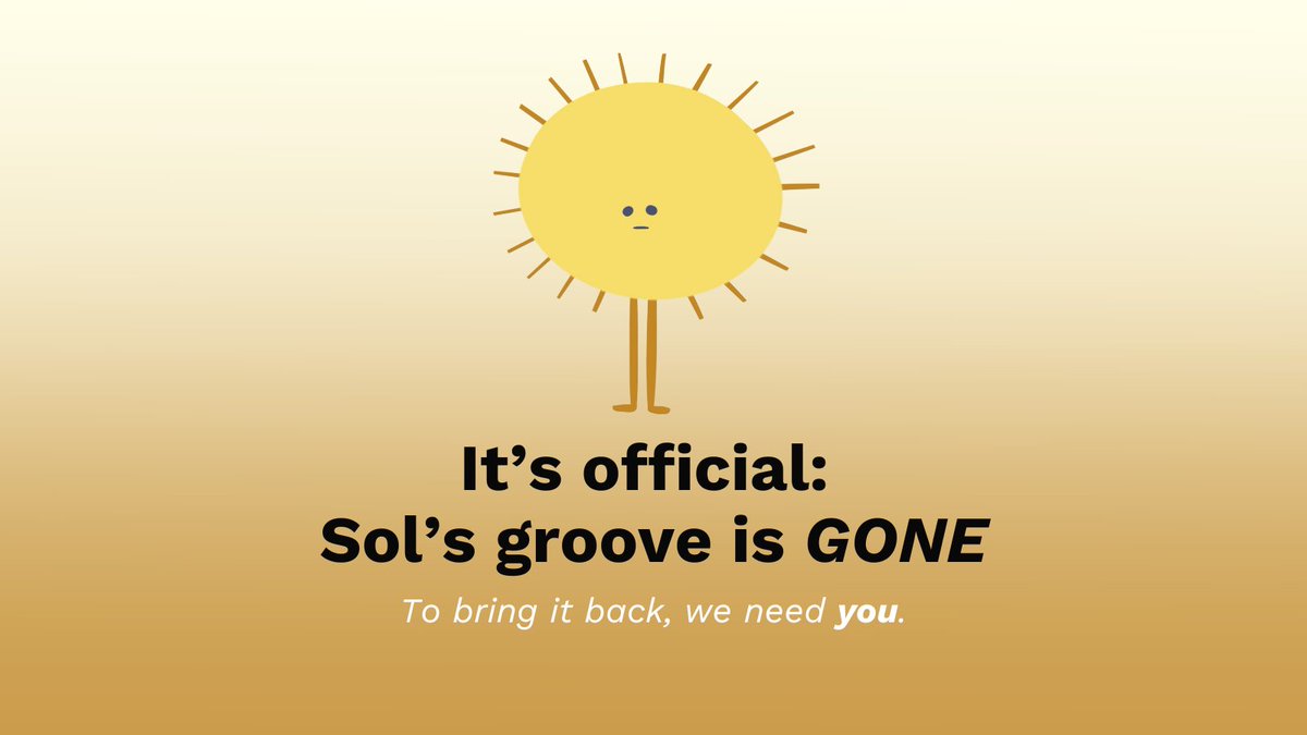 😭 Sol has officially lost his groove.

And the only cure? Good old-fashioned sunshine. Join our July challenge TODAY and help restore Sol’s groove.

He needs you. Your #circadian rhythms need you. It’s a win-win. 

Download Arcashift to join: apps.apple.com/us/app/arcashi…