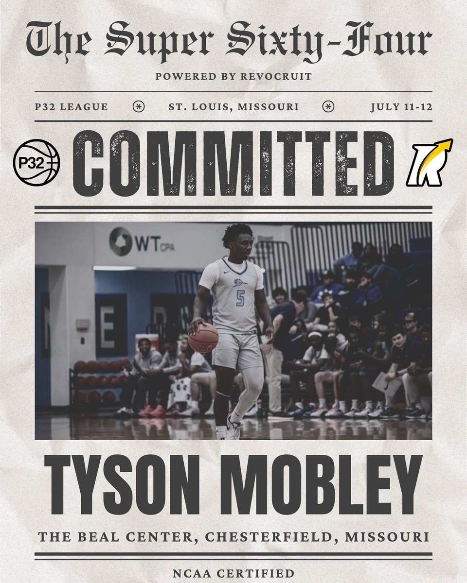 JC Event Commit: Tyson Mobley is officially locked in for the Super 64 P32 JUCO Showcase, powered by Revocruit.

This NCAA Certified event takes place July 11–12 at The Beal Center.

📍150 N Eatherton Rd Chesterfield, MO

#JC4PT #JUCOProduct