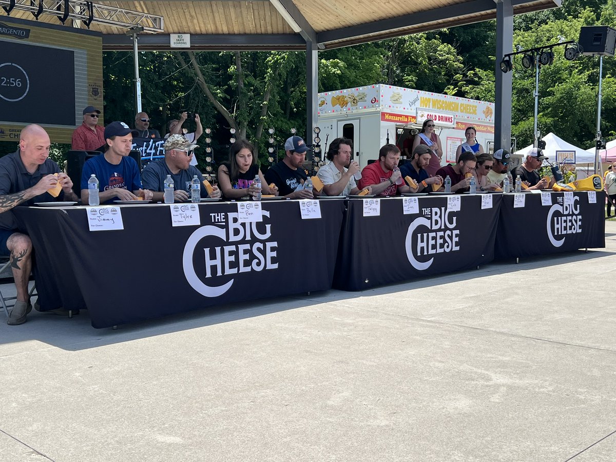 KyleNothem's tweet image. Plymouth Cheese Capital Festival 2025 - 'The Big Cheese' cheese eating contest. Thank you to our participants. Our 3-peat champion put down more than 7 ounces of cheddar in 3 minutes. Can no human alive match this man??? TBD. See you next year!
thebigcheese.com