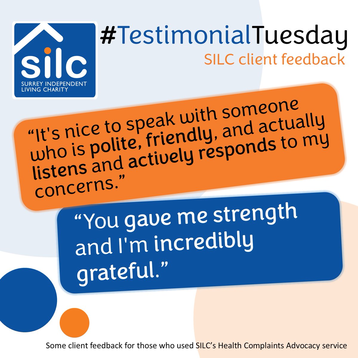 If you live in Surrey and are unhappy with the NHS treatment you have received, our team can provide free, confidential, and independent advocacy support to help you to make a complaint about an NHS service, provided in partnership with @HW_Surrey 
#TestimonialTuesday