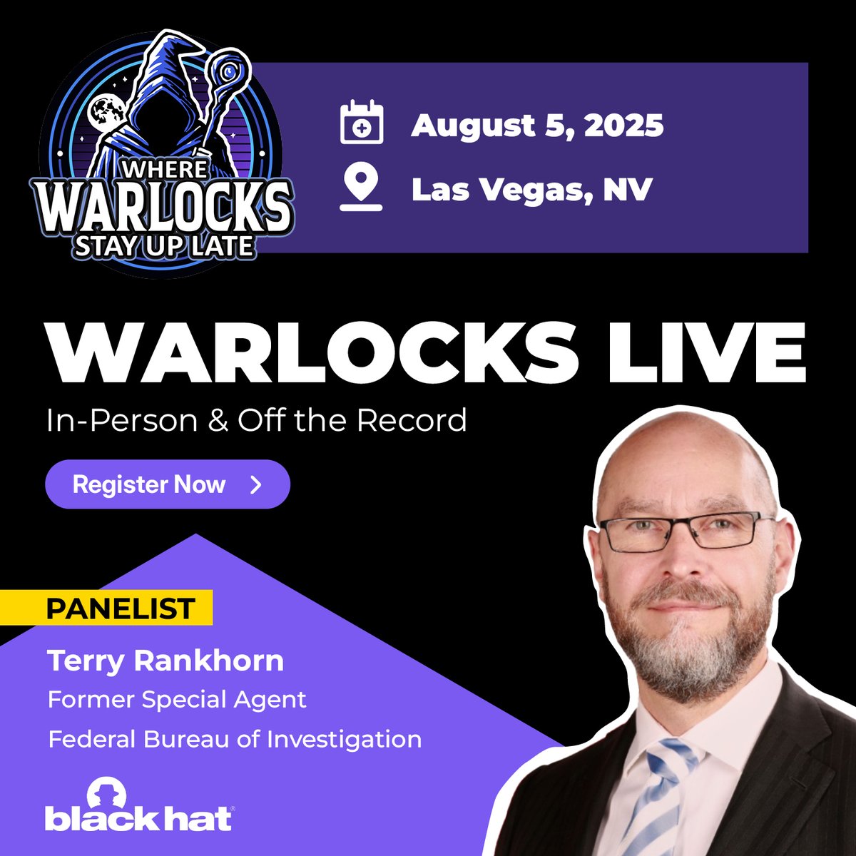 warlockstaylate's tweet image. Excited to have Terry Rankhorn join our Warlocks Live panel Aug 5 during BlackHat!
An OG FBI agent to go undercover in hacking groups, his insider insights are🔥
Join us at Michael Jackson's former Vegas estate for this exclusive convo.
Apply Here ➡️ lu.ma/warlocks-live-…