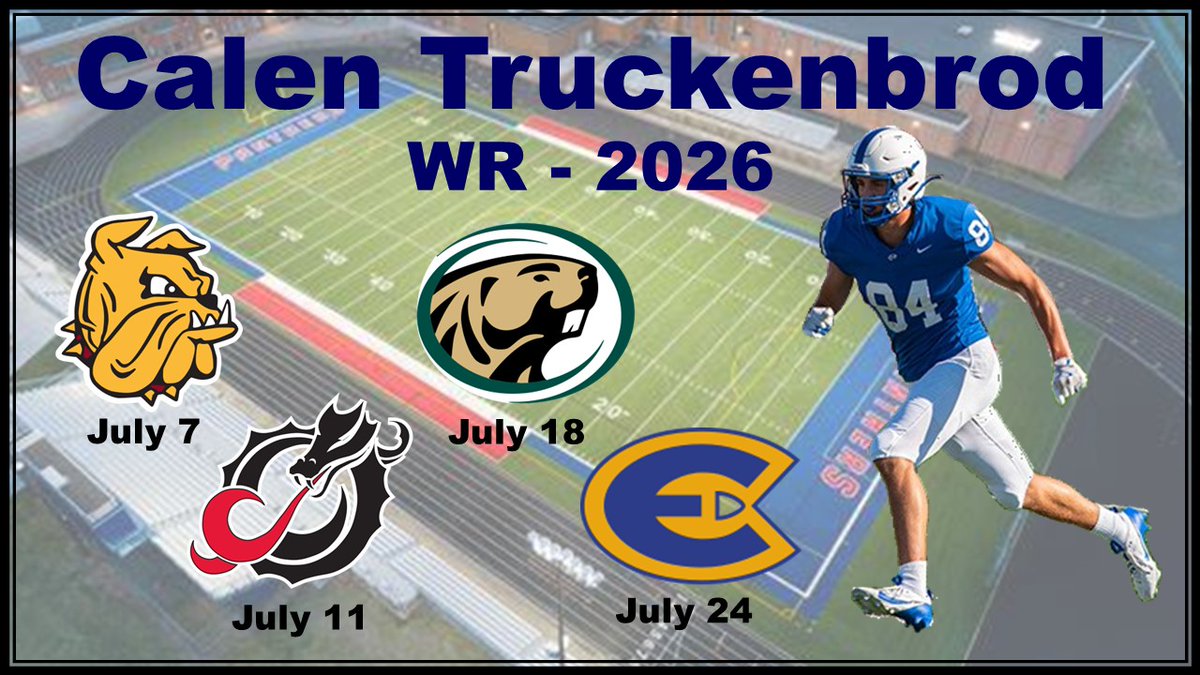 Calen Truckenbrod (@calen_truck) on Twitter photo Last of the camp schedule. Excited to get out there and show what I can do.
<a href="/CoachVogler/">Chase Vogler</a> <a href="/CoachRoehrich/">Abraham Roehrich</a> <a href="/coachabrown1/">Austin Brown</a> <a href="/CoachHeinBSU/">Jordan Hein</a> <a href="/CoachBobDunnJr/">Bob Dunn</a> <a href="/CoachDeavPuck/">Deav Puck</a>
<a href="/SLPPantherFB/">SLP Panther FB</a> <a href="/mn_grind/">Minnesota Grind 7v7 ⚙️</a> <a href="/MNFBSpotlight/">MNFootballSpotlight</a> <a href="/NWahlScouting/">Nate Wahl</a> <a href="/CoachSchrenk/">James Schrenk</a> Last of the camp schedule. Excited to get out there and show what I can do.
<a href="/CoachVogler/">Chase Vogler</a> <a href="/CoachRoehrich/">Abraham Roehrich</a> <a href="/coachabrown1/">Austin Brown</a> <a href="/CoachHeinBSU/">Jordan Hein</a> <a href="/CoachBobDunnJr/">Bob Dunn</a> <a href="/CoachDeavPuck/">Deav Puck</a>
<a href="/SLPPantherFB/">SLP Panther FB</a> <a href="/mn_grind/">Minnesota Grind 7v7 ⚙️</a> <a href="/MNFBSpotlight/">MNFootballSpotlight</a> <a href="/NWahlScouting/">Nate Wahl</a> <a href="/CoachSchrenk/">James Schrenk</a>