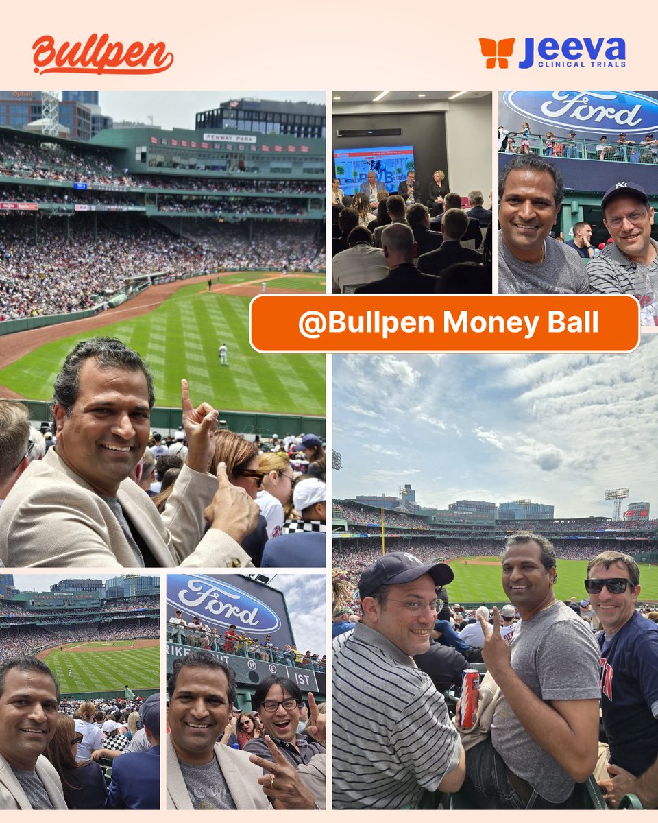 Jeeva joined the high-energy Bullpen crew at #BIO2025 &amp; Fenway! ⚾ Dr. Harsha Rajasimha connected with life science leaders to spark bold ideas in decentralized clinical trials. Here's to smarter, patient-first research! 🧬 #JeevaTrials #BullpenBoston