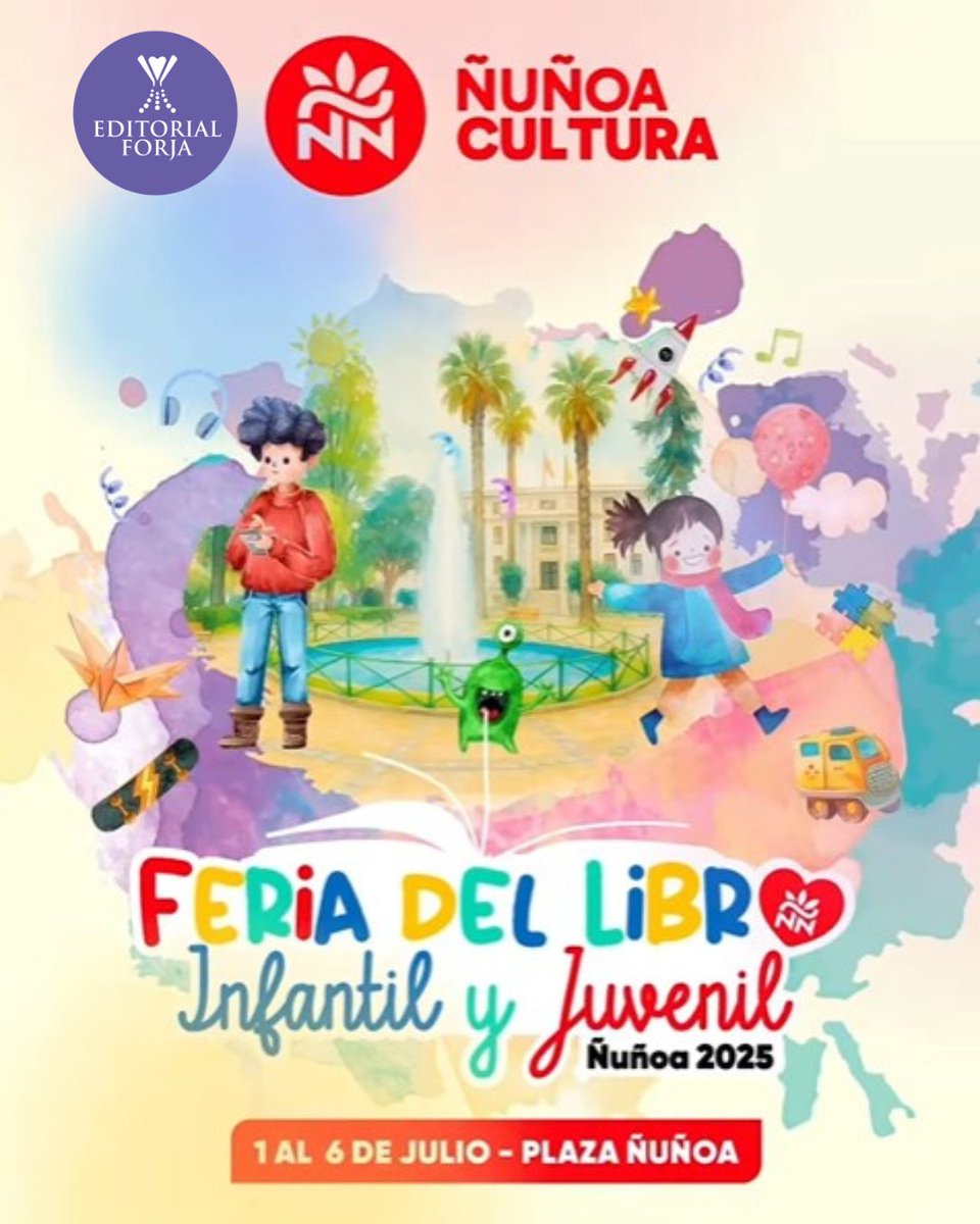 A partir de hoy y hasta el 6 de julio, de 10 a 21:30 hrs, te invitamos a la Feria del Libro Infantil y Juvenil de Ñuñoa, un gran panorama familiar que llenará Plaza Ñuñoa de libros, imaginación y cultura.
Te esperamos en el stand 44 de Editorial Forja.
Entrada liberada.