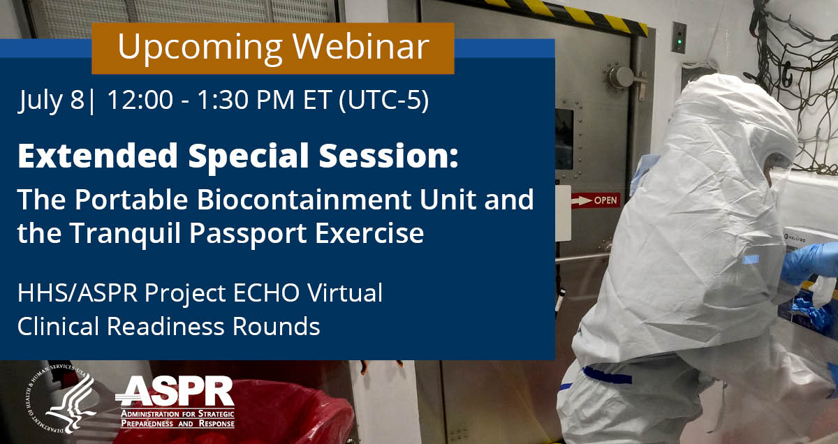 ASPRgov's tweet image. ASPR unveiled the first domestic Portable Biocontainment Unit to transport patients with high-consequence infectious diseases. Join us for the next Clinical Readiness Rounds as share how the unit can help limit disease spread and save lives.
👉 Sign Up bit.ly/4bzs1Ye