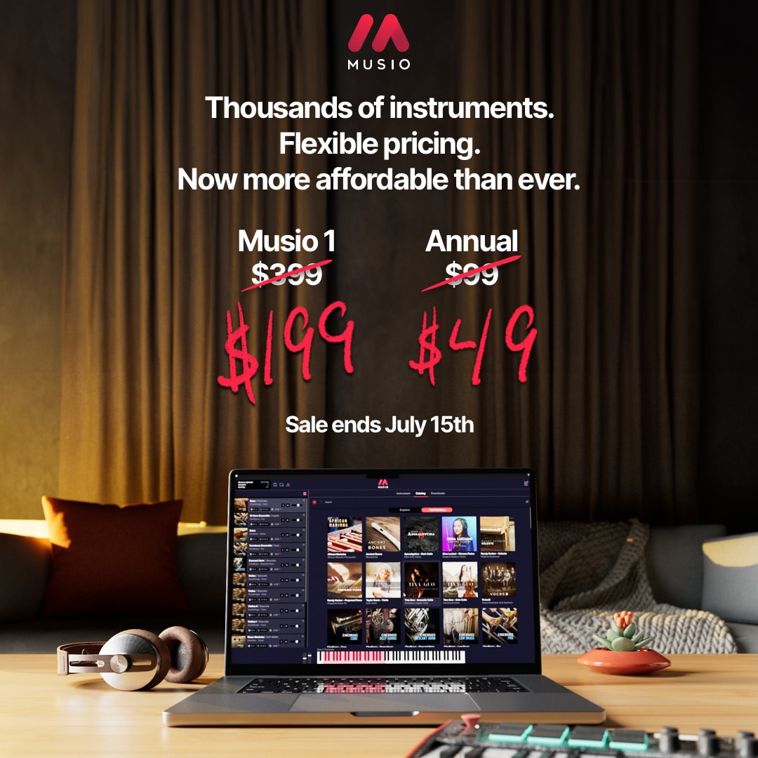 Our biggest sale of the year is live! 🎉
Now through July 15:
🎻 $49/year (50% off your first year)
🎻 $199 perpetual license (own it forever)
Upgrade your toolkit → musio.com