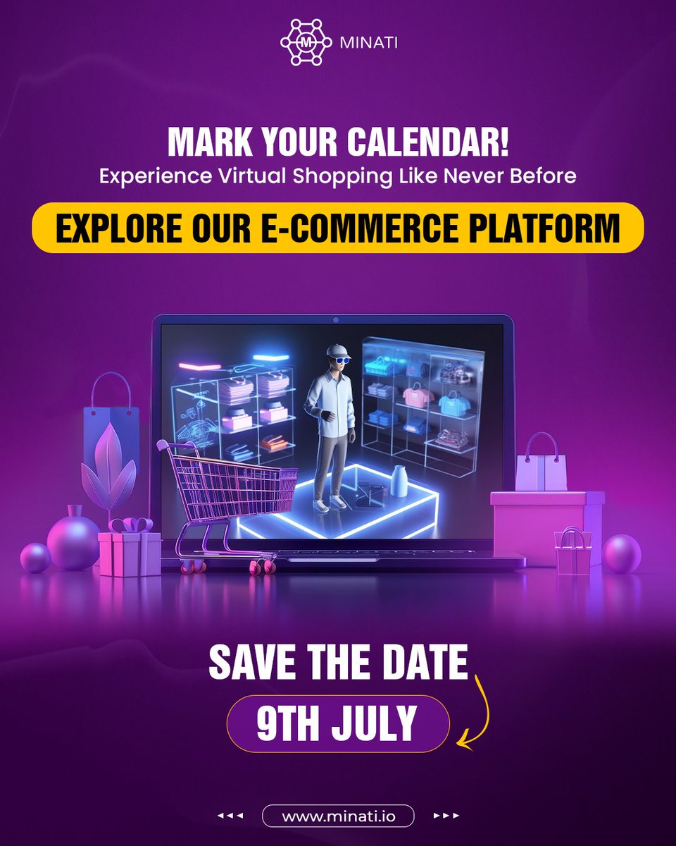 Minati (@minatifi) on Twitter photo π The future of shopping is here! Get ready for the launch of our new virtual e-commerce platform on 9th July. πβ¨ Stay tuned and be part of the revolution! π Link in bio for more info.
.
.
.
#Minati #Ecommerce #VirtualShopping #LaunchEvent #FutureOfShopping #TechInnovation π The future of shopping is here! Get ready for the launch of our new virtual e-commerce platform on 9th July. πβ¨ Stay tuned and be part of the revolution! π Link in bio for more info.
.
.
.
#Minati #Ecommerce #VirtualShopping #LaunchEvent #FutureOfShopping #TechInnovation