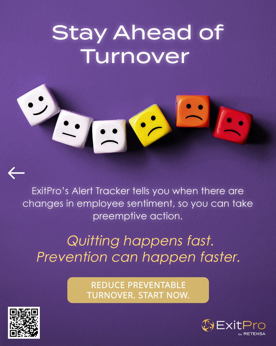 Retensa's tweet photo. Voluntary turnover costs U.S. businesses a staggering $1 trillion annually. Good news: wecan prevent it. Use proactive alerts to spot changes and act fast.
Reduce preventable turnover. Start Now.
#EmployeeRetention #ExitPro #HRSoftware #Talent https://t.co/FR486ysNx8