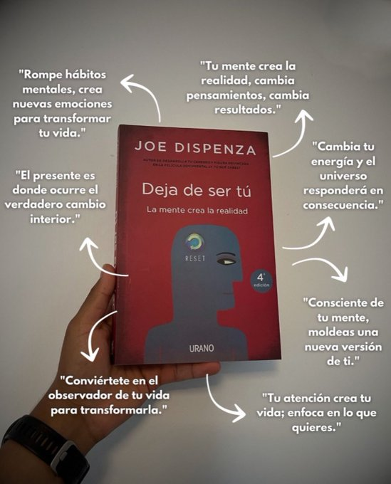 ALPHAMINDST's tweet photo. 8 LIBROS obligatorios para 2025 y sus lecciones principales.

1. Deja de ser tú. https://t.co/a28YfzkgWF