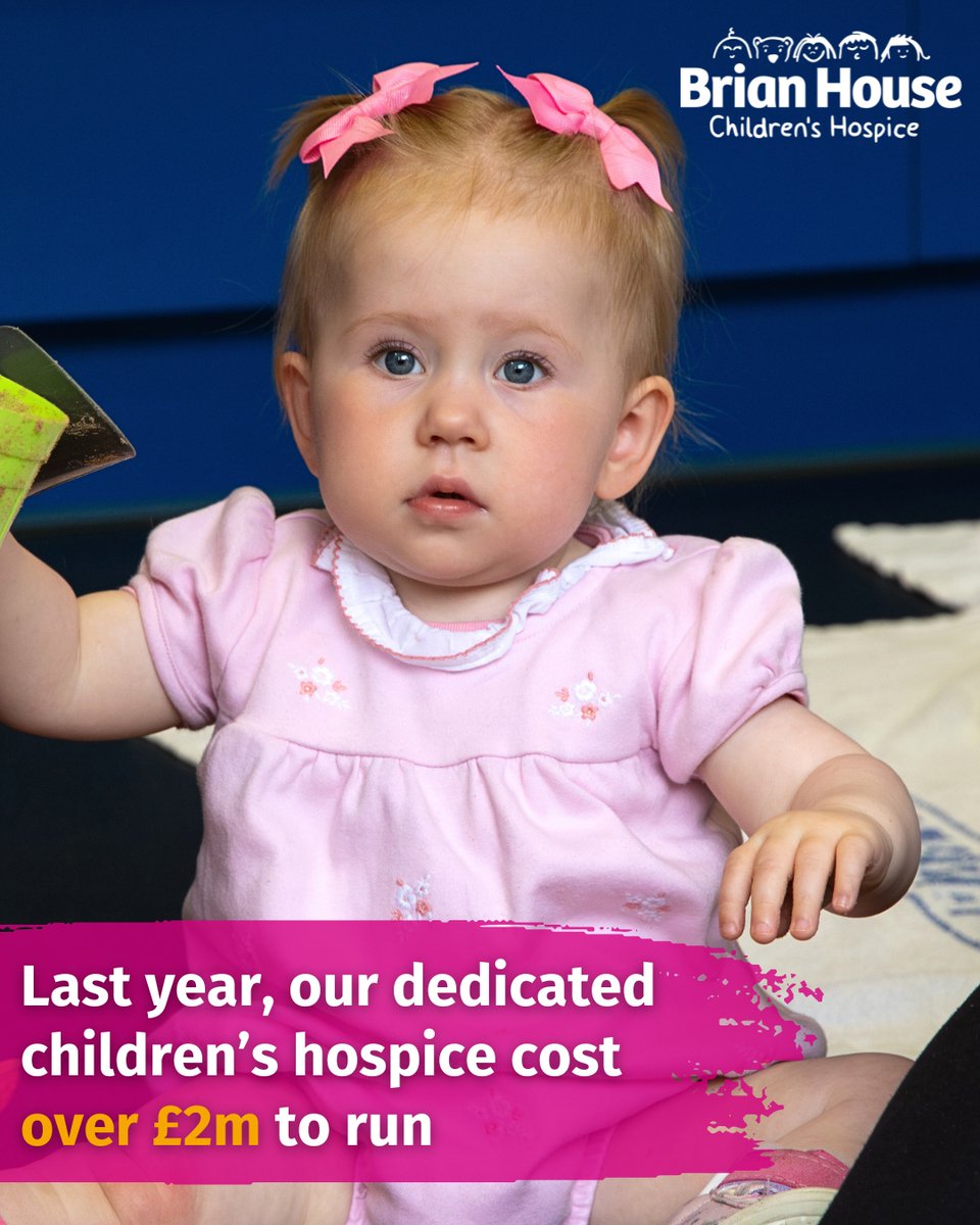 It cost over £2million to run our services at Brian House last year? This means we have to make up a huge shortfall as we only receive 10% of our running costs from the government.

It's only thanks to our amazing local community
that we can do what we do. Thank you 🩷