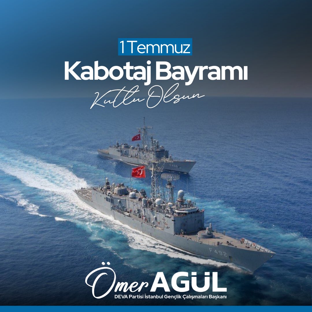 Bugün denizlere "bizimdir" dediğimiz gün.

1 Temmuz Kabotaj Bayramımız kutlu olsun.