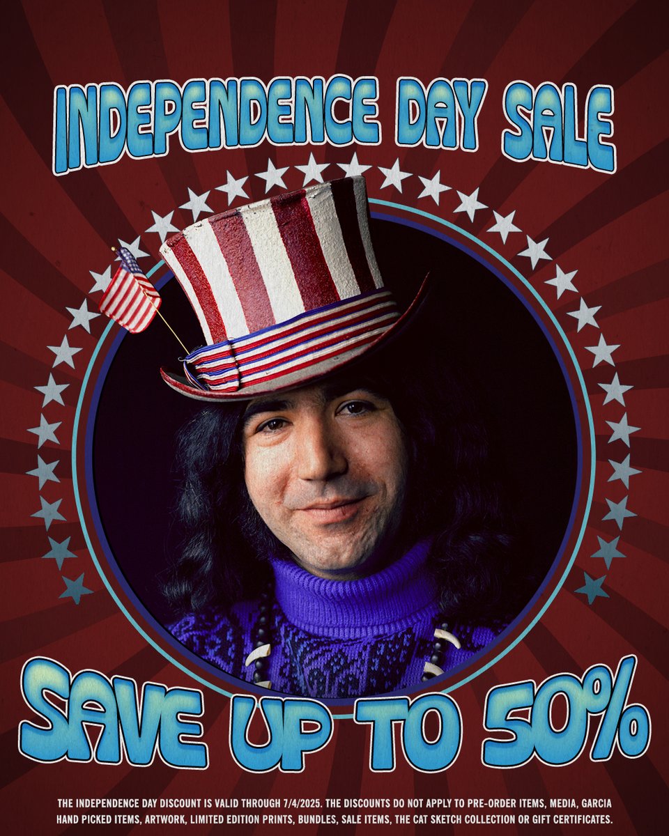 Red, White, and Garcia! ❤️💀💙 Celebrate Independence Day with up to 50% off your favorite Jerry gear now through July 4th! garciafamilyprovisions.com/store