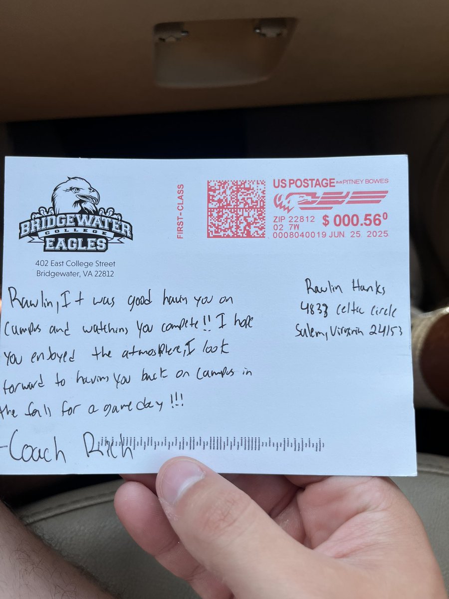 rawlinhanks's tweet image. Thank you for the card @Coach_Rich50
Cant wait to be up for a gameday visit this fall!