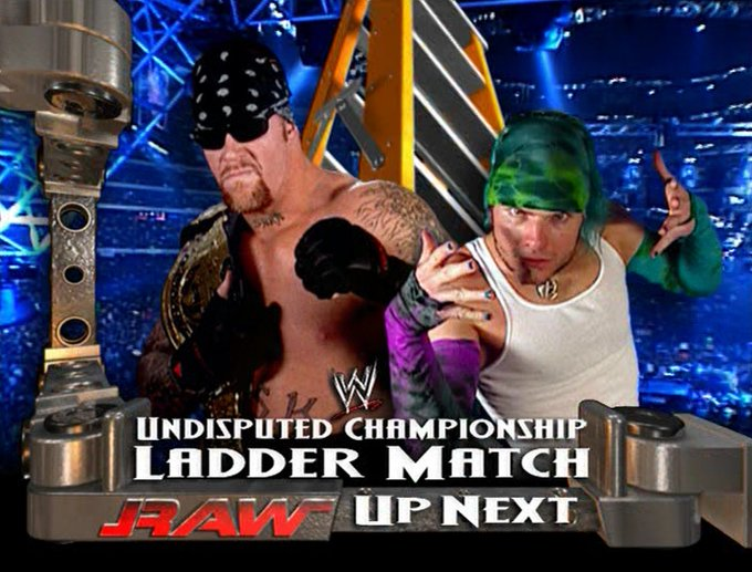 wrestle_hist's tweet photo. 7/1/2002
The Undertaker defeated Jeff Hardy in a Ladder Match to retain the Undisputed WWE Championship on RAW from the Verizon Wireless Center in Manchester, New Hampshire.
#WWE #WWERaw #Undertaker #BigEvil #JeffHardy #CharismaticEnigma #LadderMatch https://t.co/8qDzkPrBtH
