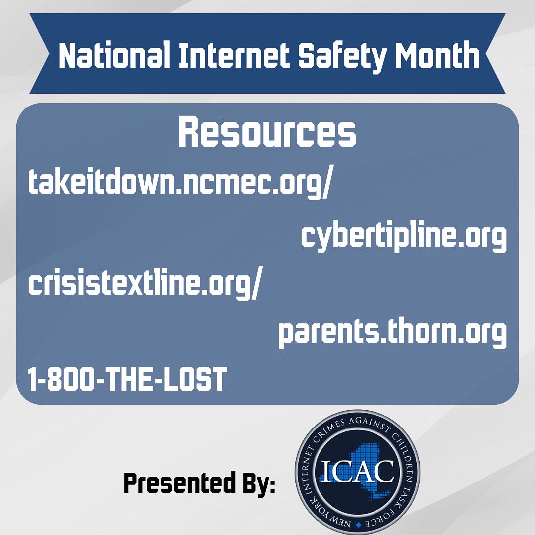 NYSPHSAA's tweet image. As we’ve wrapped up National Internet Safety Month, we encourage student-athletes and their families to review these resources for internet safety.
The New York State Internet Crimes Against Children Task Force and NYSPHSAA want everyone to be safe on the internet.
Remember…