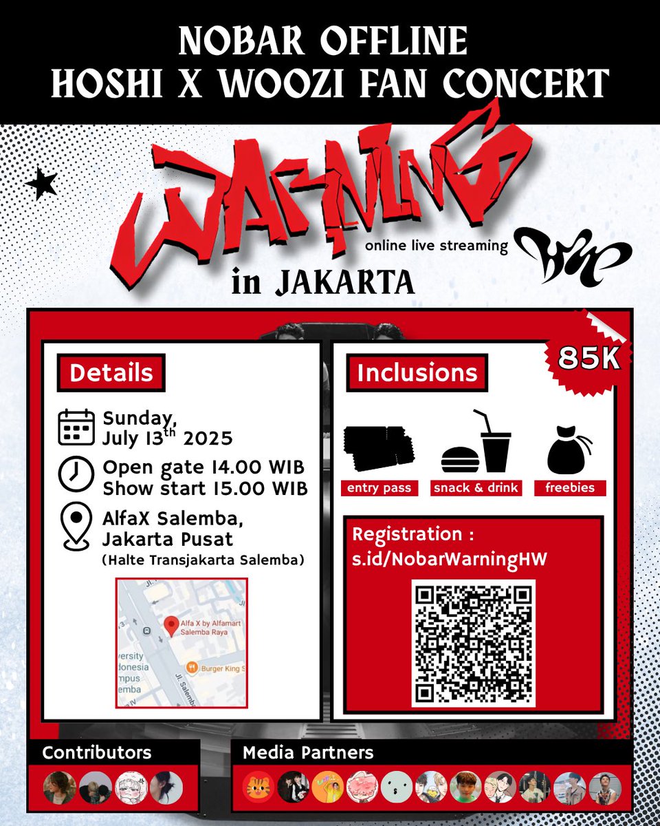Sea (@hooncomingsoon) on Twitter photo Howoodan, it's time for Nobar Offline "HxW Fanconcert: Warning"! ☔️🚨
🗓 Sunday, July 13th 2025
🕑 3 P.M. till end
📍AlfaX Salemba, Senen, Jakarta Pusat
🎟 85k
🔗 s. id/NobarWarningHW
For more information:
<a href="/howooisme/">meng | NOBAR HXW WARNING 🚨</a>
<a href="/soonhoonfloee/">sunflo | NOBAR FANCON HOWOO 📌</a> Howoodan, it's time for Nobar Offline "HxW Fanconcert: Warning"! ☔️🚨
🗓 Sunday, July 13th 2025
🕑 3 P.M. till end
📍AlfaX Salemba, Senen, Jakarta Pusat
🎟 85k
🔗 s. id/NobarWarningHW
For more information:
<a href="/howooisme/">meng | NOBAR HXW WARNING 🚨</a>
<a href="/soonhoonfloee/">sunflo | NOBAR FANCON HOWOO 📌</a>