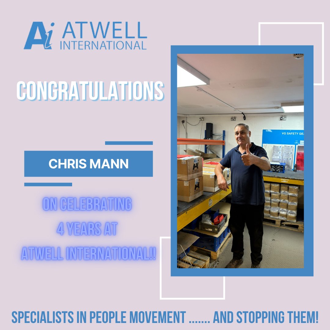 Atwell International proudly congratulates Christopher Mann, on reaching 4 years with us!
Your dedication and contributions are truly appreciated! Thank you, Chris! 🎉