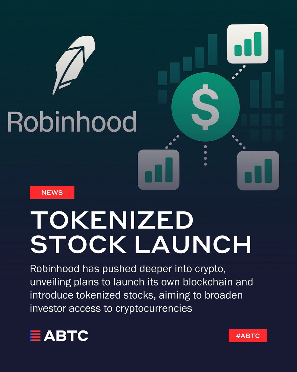 Robinhood is planning to launch its own blockchain platform and tokenized  stocks. The new initiative aims to increase accessibility and expand  trading opportunities within crypto markets. Could blockchain-based stocks  reshape investing? Source: