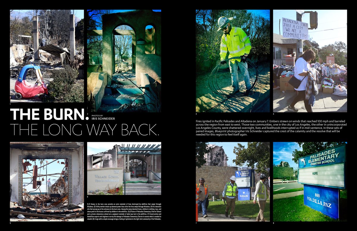 UCLABlueprint's tweet image. Photographer @schneidereye captures images of Southern California as it builds back from the January fires. Her images in “The Burn. The Long Way Back” documents the destruction and the resilience of communities rebuilding from the ashes.
More below.
blueprint.ucla.edu/infographic/th…