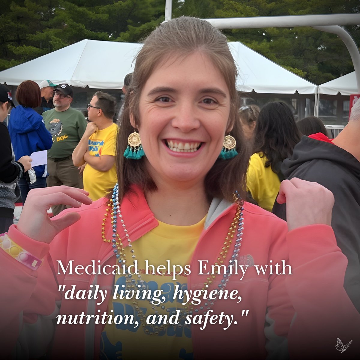 RayGrahamAssoc's tweet image. Emily’s parents worry about “who will care for her after we pass away?” 

🇺🇸 In the USA, #Medicaid is the answer. It makes Emily&apos;s life full and gives her family peace of mind. Tell Congress to protect people with I/DD and vote NO on a $1T cut: bit.ly/3I45yIr