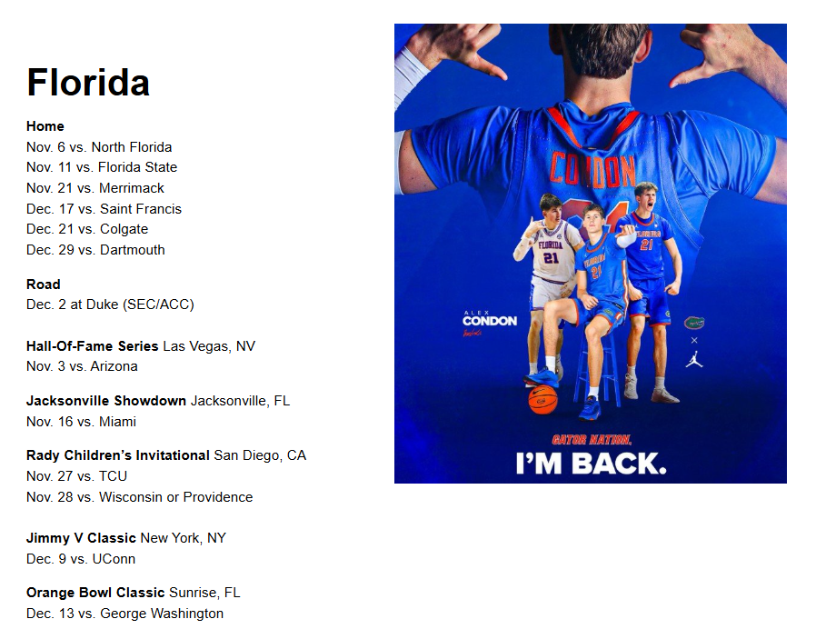 RoccoMiller8's tweet photo. Here is what Florida's final schedule will look like. Gators are taking on eight strategic games, compared to just five guaranteed "money" games at home.
Eight strategic games will either lead all of P5 scheduling or be near the top once all schedules are done.
#Florida https://t.co/bem0aegcAw