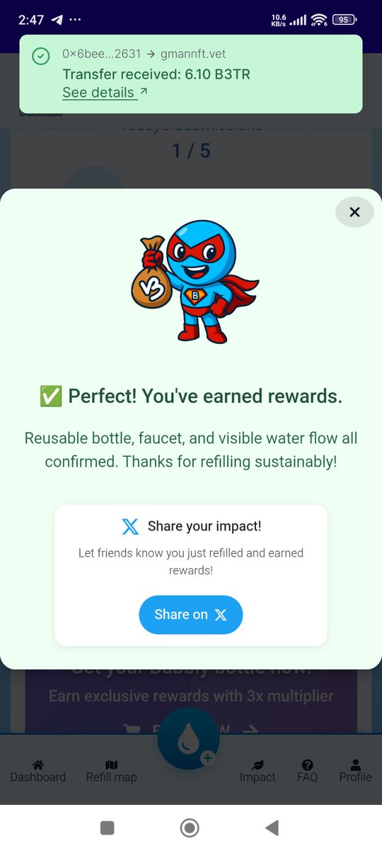 Just refilled my bottle again &amp; earned more rewards via <a href="/Bubbles2Earn/">Bubbles</a>

I love drinking water🥹
Don't you esp, when I get rewarded for it😎
What about you?🤔
Get your passport &amp; do the same

#VeBetterDAO #BUBBLES

Every refill = less plastic🌍

Join now at Bubbles.Green
