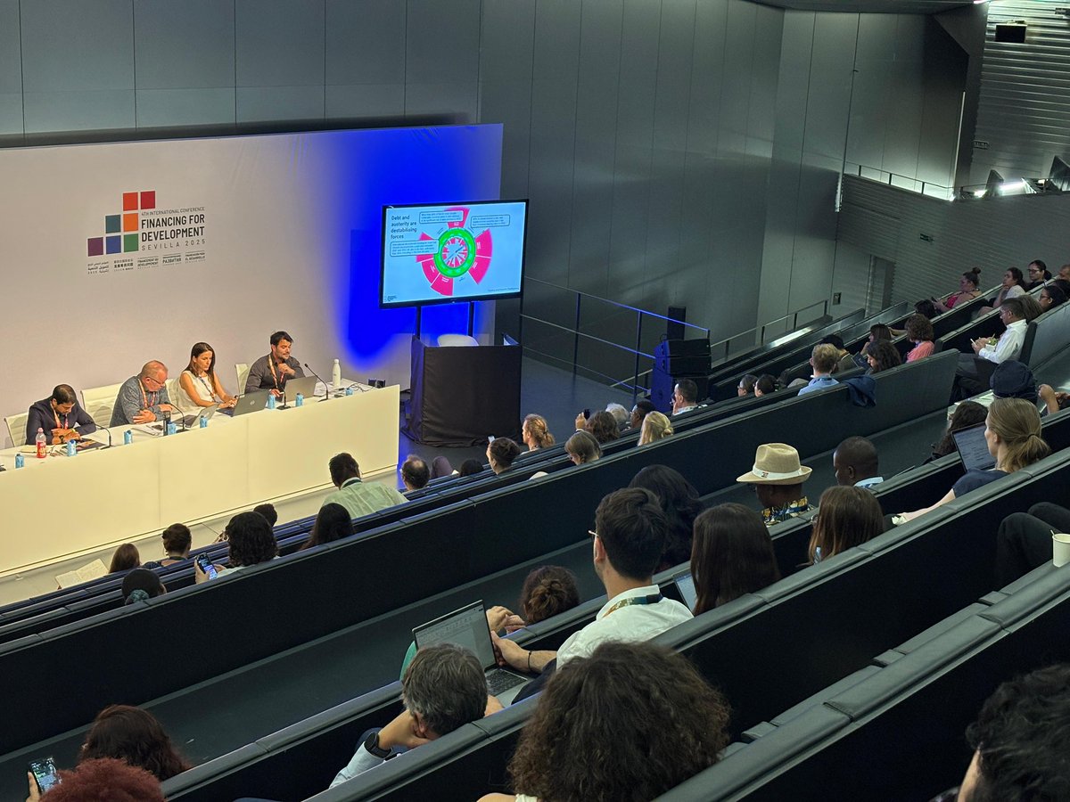 Doors just opened at our FFD4 side event Climate &amp; Debt: Interconnected Crises &amp; Responses in Sevilla.

ActionAid &amp; our allies are ready to show how crushing debts block climate action and to outline solutions like a UN debt convention, fairer taxes &amp; grant-based climate finance.