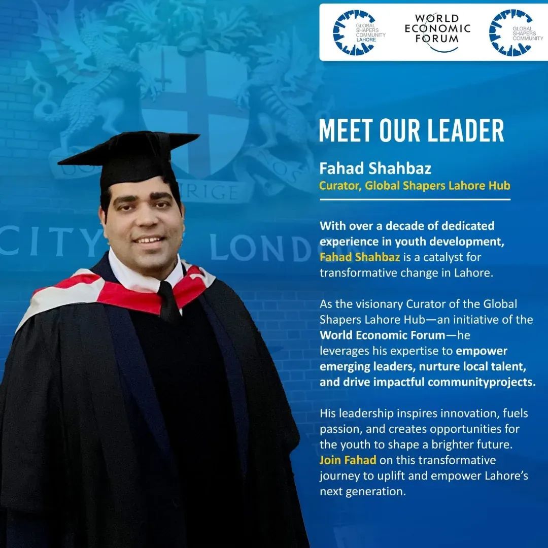 Fahad Shahbaz (<a href="/iamfahadshahbaz/">Fahad Shahbaz</a>) officially begins his tenure as Curator of the Global Shapers Lahore Hub. With over a decade of dedicated service in youth development, Fahad brings visionary leadership, strategic insight, and a passion for empowering the next generation.