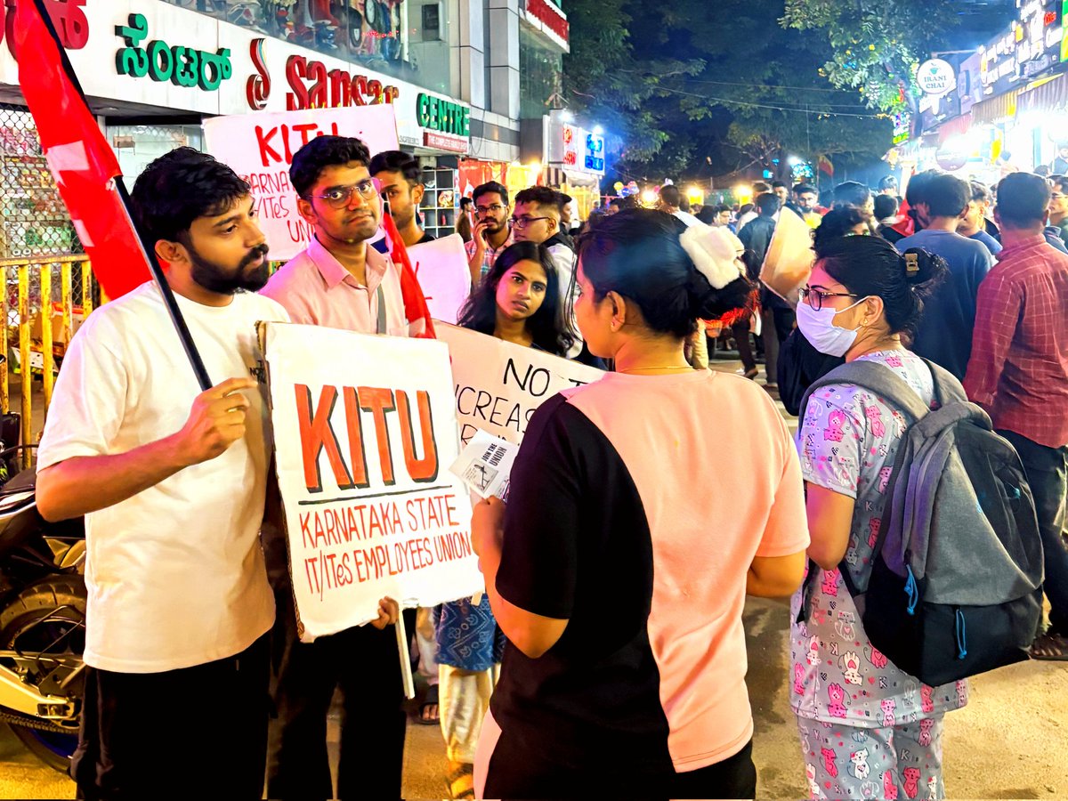 kitu_hq's tweet image. Resist #12hrWorkDay
IT employees are preparing for an effective resistance under the banner of Karnataka State IT/ITeS Employees Union (KITU) against Karnataka government's move to increase working hours. Street campaigns and gate meetings are being held across Bangalore