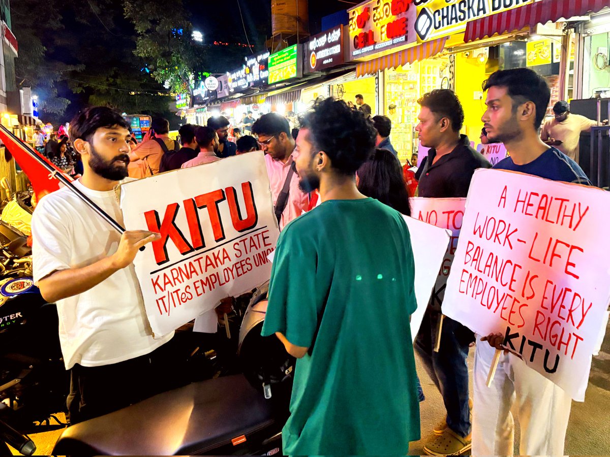 kitu_hq's tweet image. Resist #12hrWorkDay
IT employees are preparing for an effective resistance under the banner of Karnataka State IT/ITeS Employees Union (KITU) against Karnataka government's move to increase working hours. Street campaigns and gate meetings are being held across Bangalore