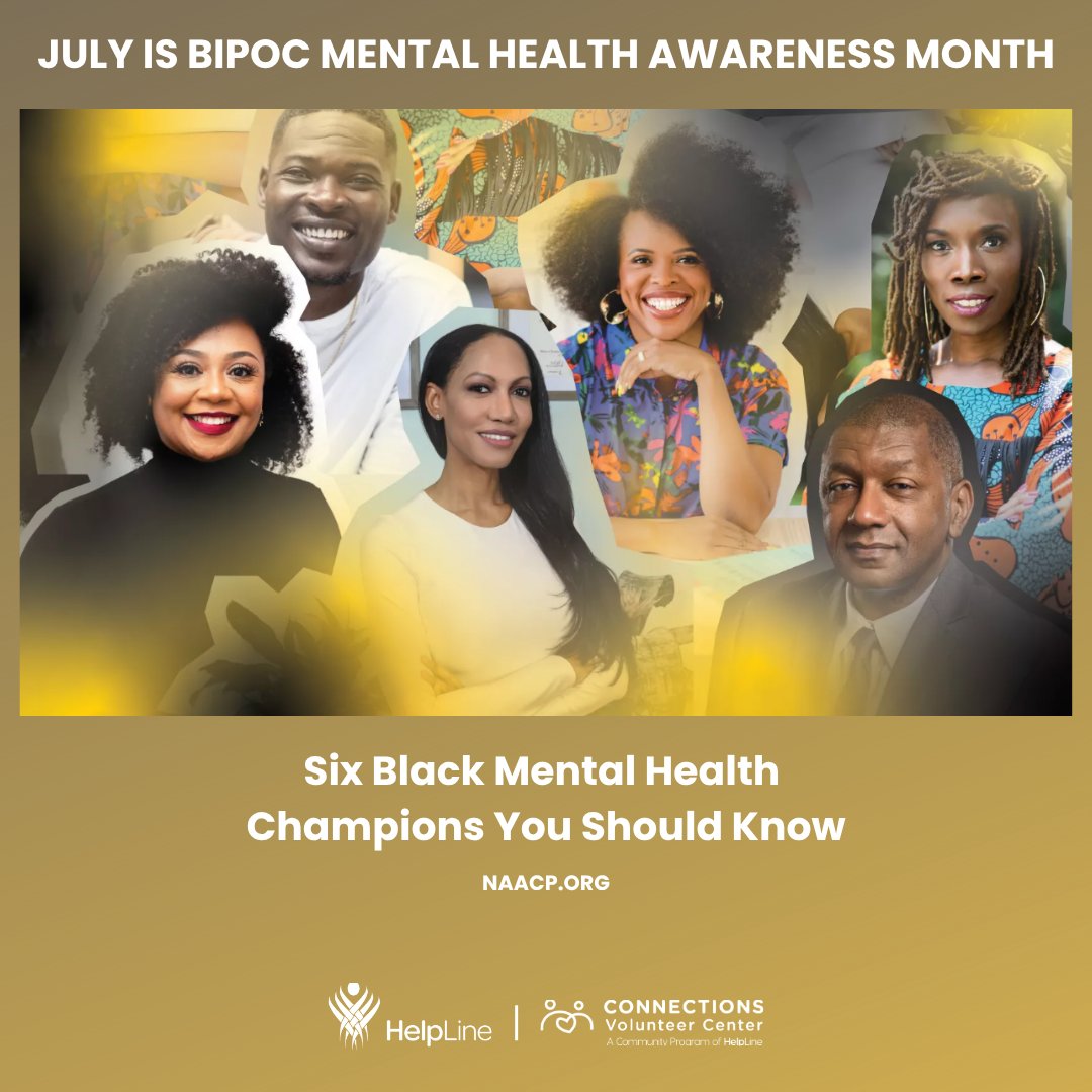 July is BIPOC Mental Health Awareness Month! Learn more about six mental health advocates
who are breaking barriers, challenging stigmas, and providing a lifeline to many.  Visit ow.ly/c51K50WgQVz to learn more!