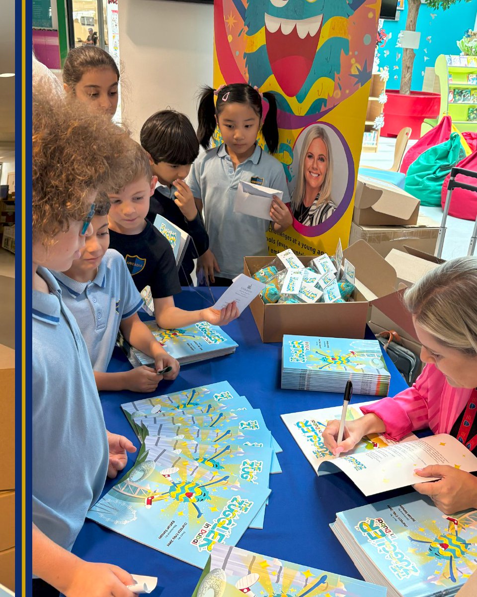 ArcadiaSch's tweet image. Year 3 and 4 students at ABS had the incredible opportunity to meet Charlotte Emily Jones, the author of The Zuggler!
As part of her book launch in Dubai, she shared the magical world of The Zuggler and inspired our young readers with her journey as a writer.