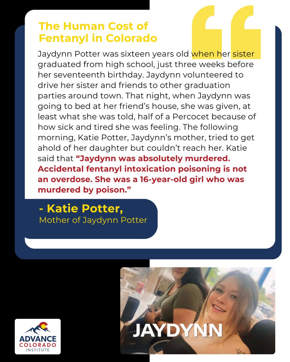 She thought it was a Percocet. It was fentanyl. Jaydynn was just 16.

This isn’t an overdose—it’s poisoning. And it’s happening to kids across Colorado.

Read the report: bit.ly/4kDHcmX
#copolitics