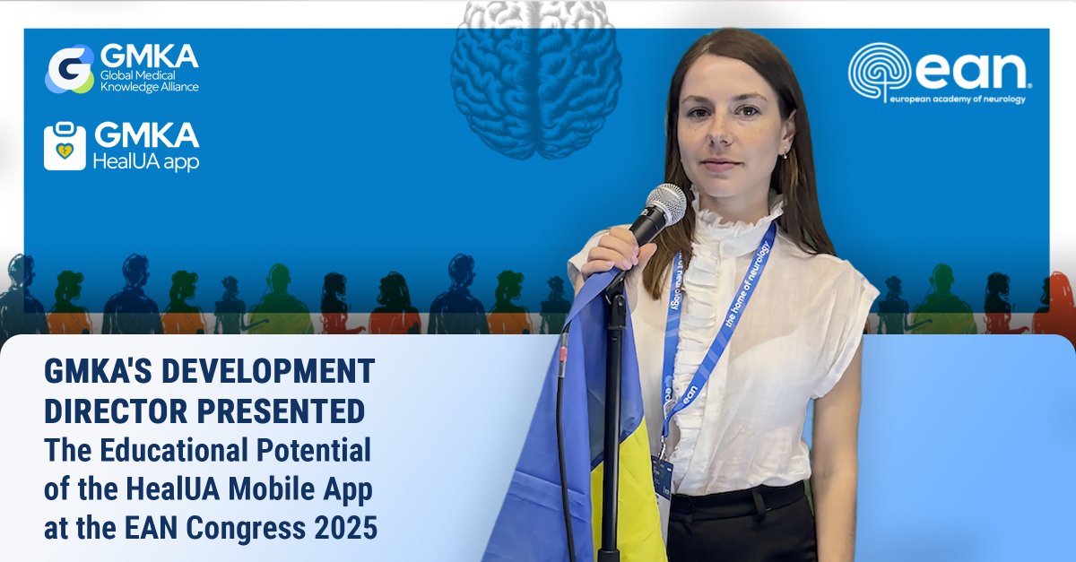 gmka_org's tweet photo. At #EAN2025, GMKA's Dr. Kateryna Potapova @PotapKateryna presented the HealUA app — a free mobile tool supporting doctors in war-torn Ukraine through expert consultations from @harvardmed, @Stanford &amp; more. 
📲500+ cases, 98% answered.
Join now: https://t.co/4jLOIo0biY https://t.co/twt7e9neWB