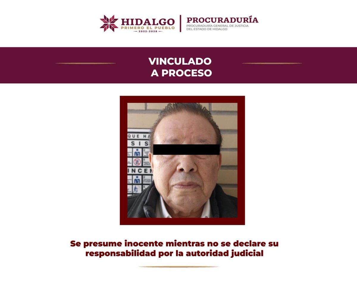 La <a href="/PGJE_Hidalgo/">Procuraduría General de Justicia de Hidalgo</a>  informó que por abuso sexual agravado  Percy "N" líder del Sindicato Único de Trabajadores al Servicio del municipio de Pachuca, fue vinculado a proceso.