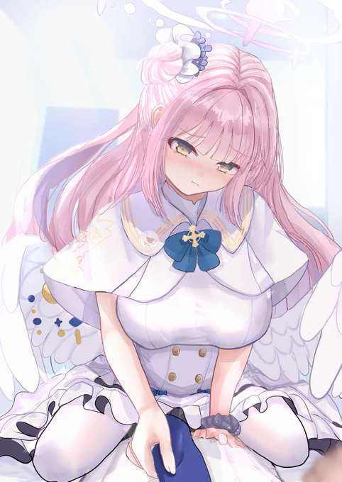 #ブルアカ #BlueArchive 聖園ミカ描いたよ 「先生、今日は私の当番なんだから早く起きてよ」